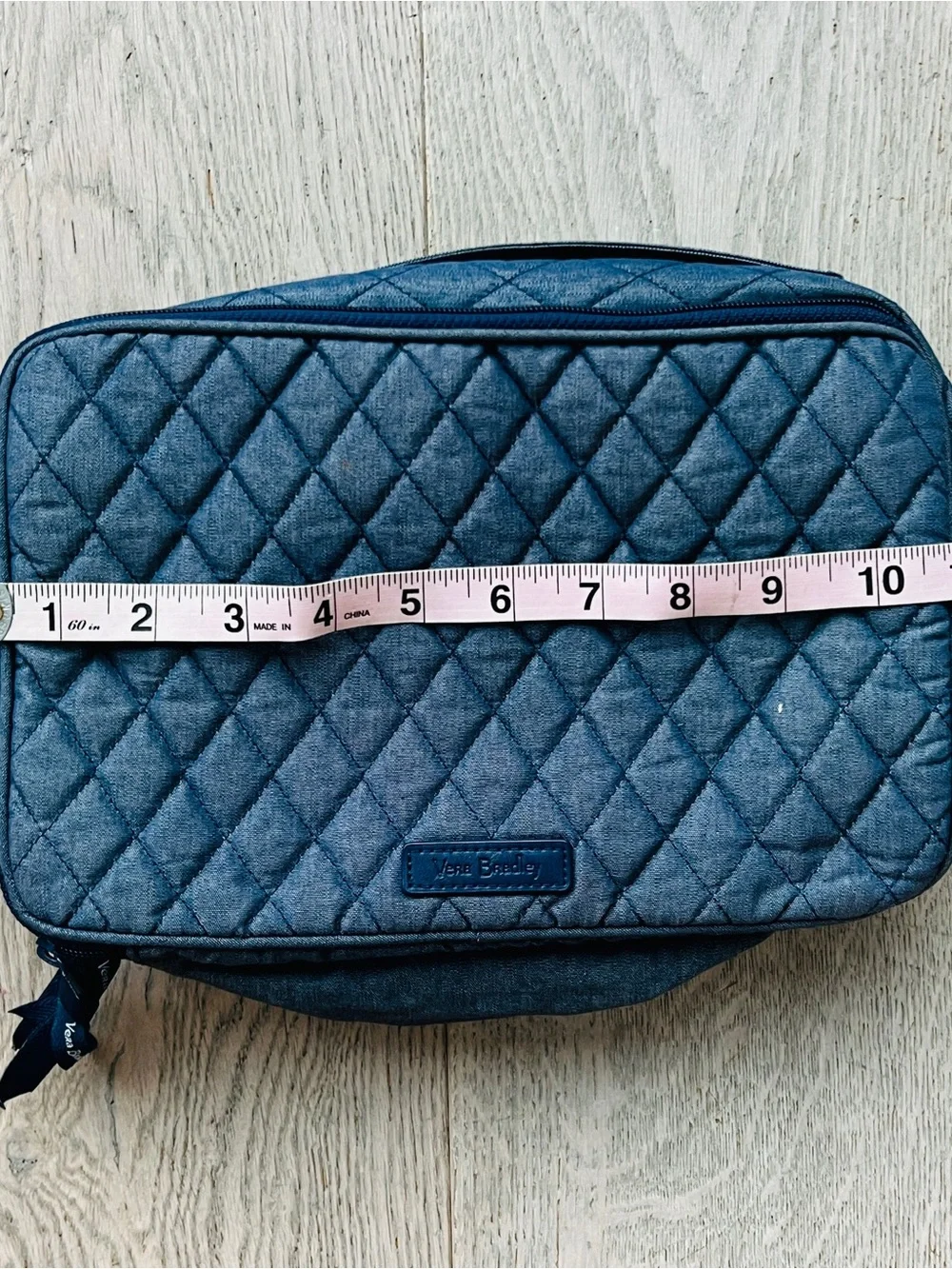 Vera Bradley Quilted Denim Blue Toiletry Kit Makeup Travel Organizer